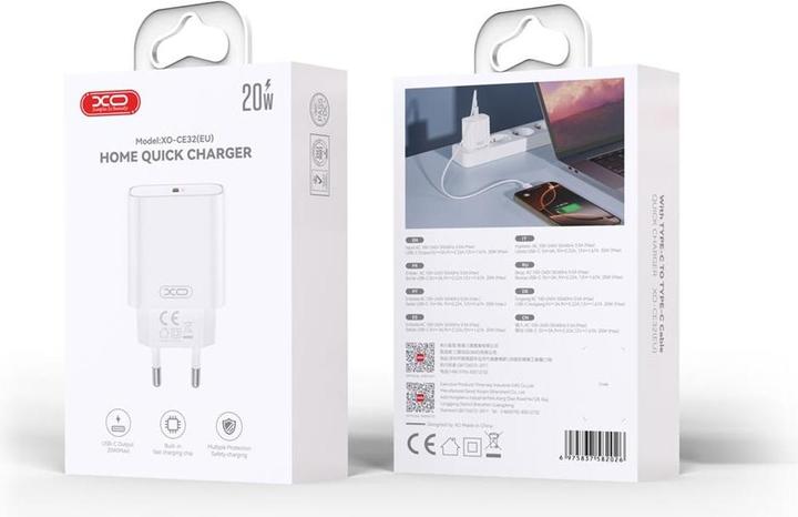 Actual product image xO wall charger CE32 PD 20W 1x USB-C white + USB-C - USB-C cable (20 W, 1 portion)