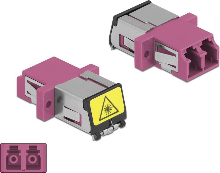 Actual product image Delock Fibre optic coupling with laser protection flap LC duplex socket to LC duplex socket multimode (Network coupling)
