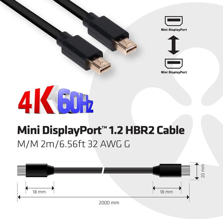 Actual product image Club 3D Mini DisplayPort — Mini DisplayPort (2 m)