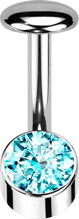 Image du produit Star Piercing Threadless Labret-Stab Banane silber Zylinder silber Kristall aqua (sans laiton, Titane)