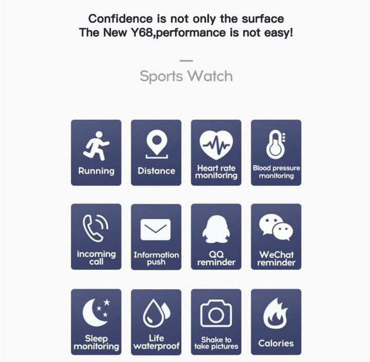 Produktbild PhoneLook Smart Watch FitPro Y68 Fitness Tracker Smart Watch inkl. Touchscreen + programme