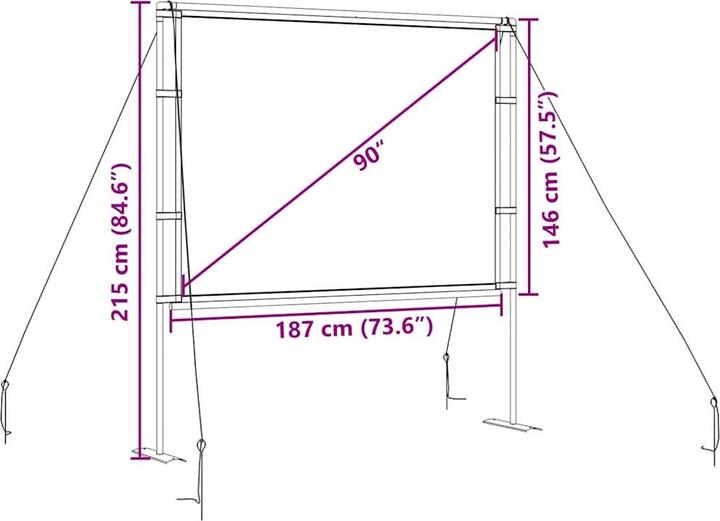 Immagine prodotto VidaXL Schermo per proiettore con supporto Schermo per proiezione da 90 pollici 4:3 (90", 4:3)
