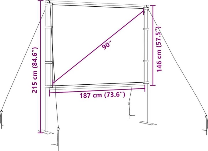 Image du produit VidaXL Écran de projection avec support 90 pouces 4:3 Écran de projection (90", 4:3)