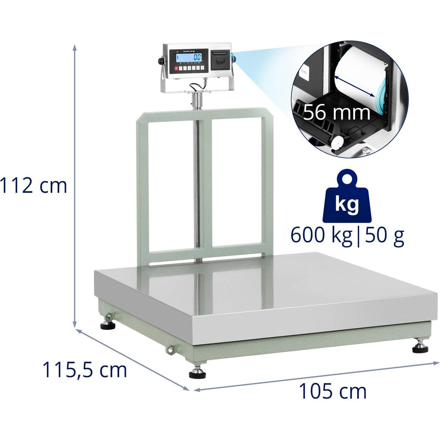 Steinberg, Feinwaage, Plattformwaage 600 kg / 50 g 100 x 100 cm LCD Drucker Bodenwaage Paketwaage