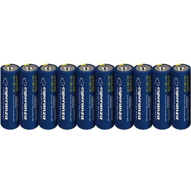 Esperanza Alkaline Batteries AA 10pcs. Shrink Foil Wrapped (10 pz.), Batterie + pile