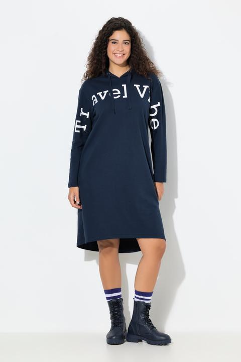 Image du produit Ulla Popken Robe midi en molleton, message format XL, capuche et manches longues (60)
