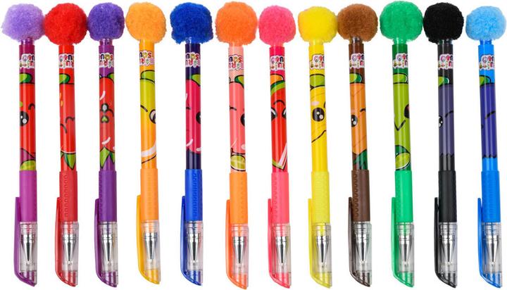 Productafbeelding Canenco Fruity Squad PomPom gelpennen met geurstof (Veelkleurig, 12 x)
