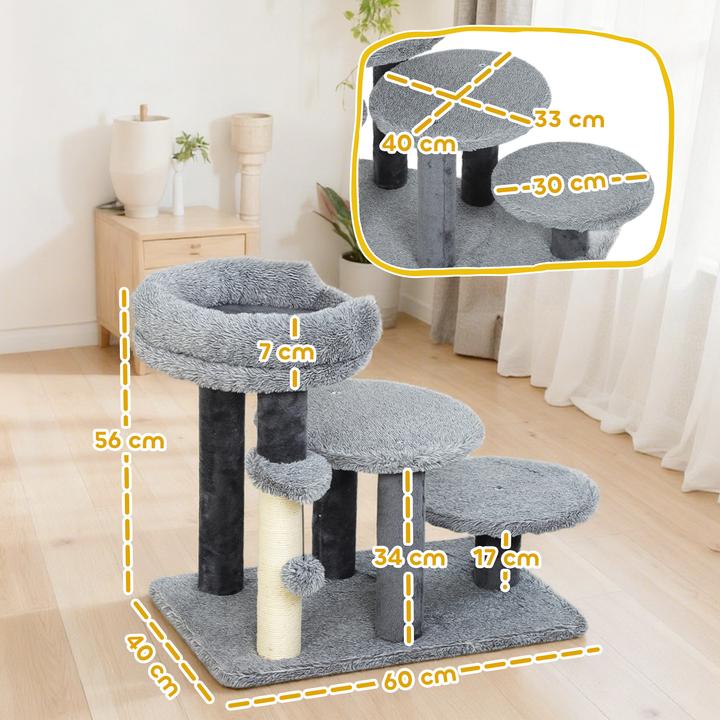 Image du produit PawHut Katzentreppe Spanplatte, Polyester Grau (Chat, Chien, Lavable)