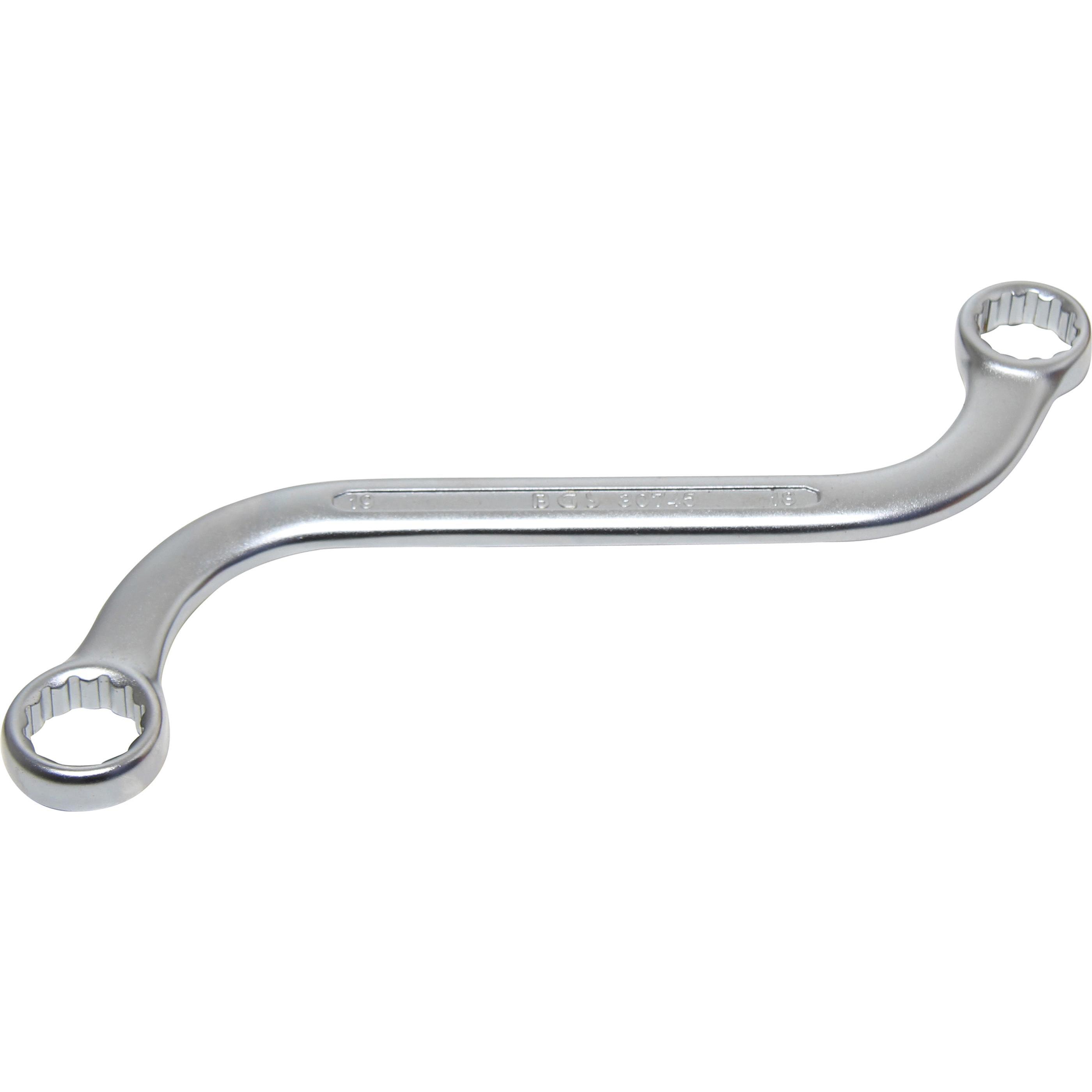BGS, Schraubenschlüssel, S-Form Doppel-Ringschlüssel Zwölfkant SW 18 x 19 mm (18 mm, 19 mm)