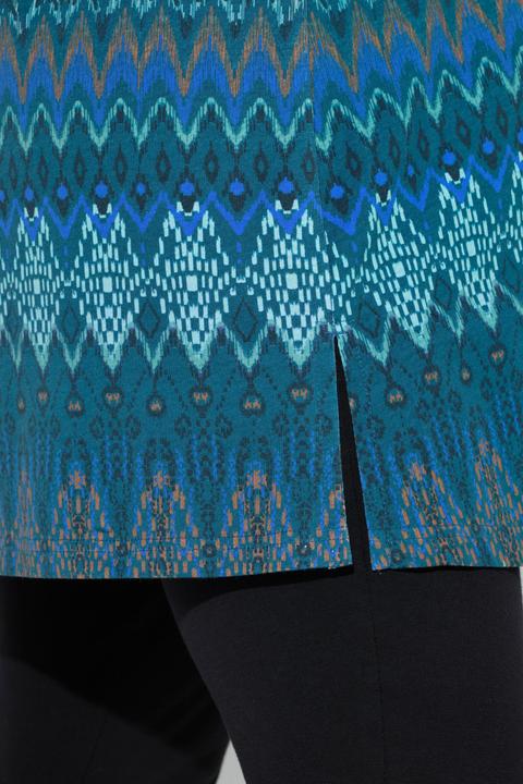 Image du produit Ulla Popken T-shirt long, coupé évasée. Décolleté carré et manches 3/4 (62)
