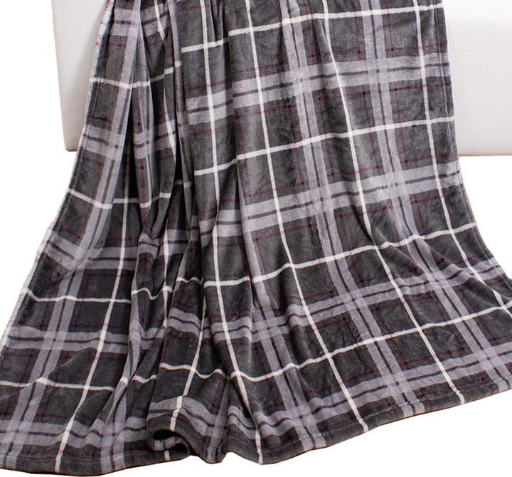 Produktbild Mojawo Flanelldecke Karo Kuscheldecke Wolldecke Wohndecke 150x200cm Grau (150 x 200 cm)