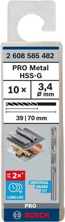 Produktbild Bosch Professional Zubehör PRO Metal HSS-G Spiralbohrer, 3,4 x 39 x 70 mm (3.4 mm)
