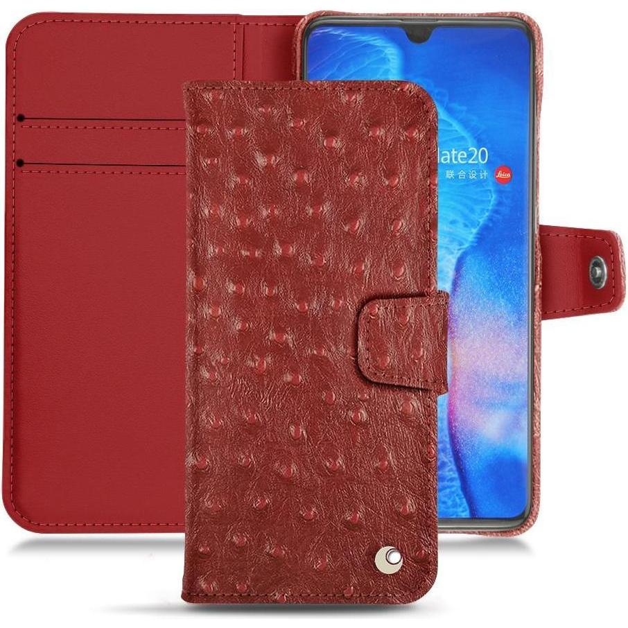 Noreve Lederschutzhülle Wallet (Huawei Mate 20), Smartphone Hülle, Rot