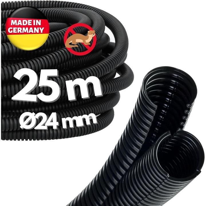 Kalitec 25 Meter Wellrohr Twin NW 26 I Wellschlauch zweiteilig I Solarwellrohr I Marderschutzrohr I