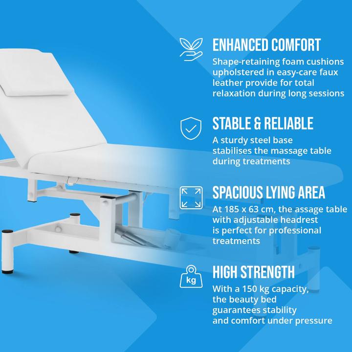 Actual product image Physa Electric Massage Table - 1 motor - 50 W - 185 x 63 x 47 - 90 cm - 150 kg - brown/white