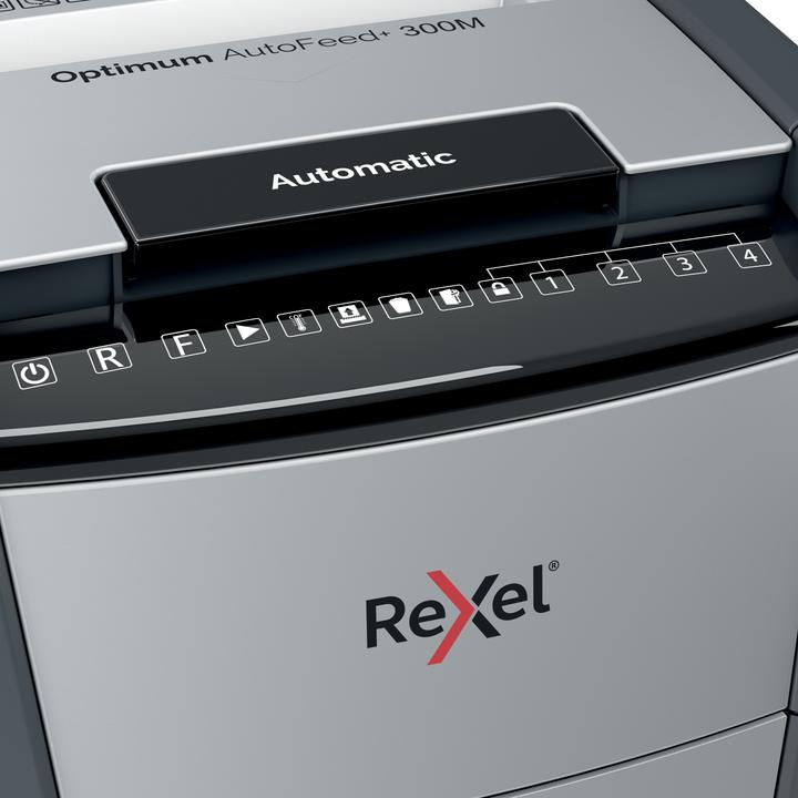 Actual product image Rexel Optimum AutoFeed+ 300M Shredder micro-cut 2 x 15 mm 60 l Number of sheets (max.): 300 Secure (Microcut)