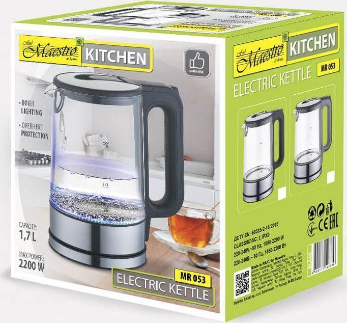 Image du produit Maestro Bouilloire électrique MR-053-GRAY verre 1.7 l 2200 W (1.70 l)
