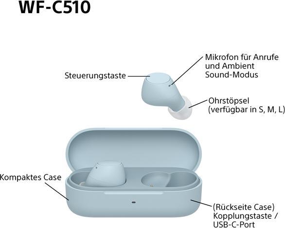 Image du produit Sony WF-C510 (pas de réduction du bruit, 11 h, Sans fil)