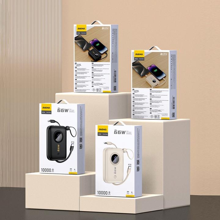 Image du produit Dudao Powerbank K-14 USB-A / USB-C 10000mAh - beige (10000 mAh, 22.50 W, 22.50 Wh)