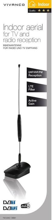 Immagine prodotto Vivanco Tva 2040 (Antenna interna, DAB/ DAB+, DVB-T / -T2)