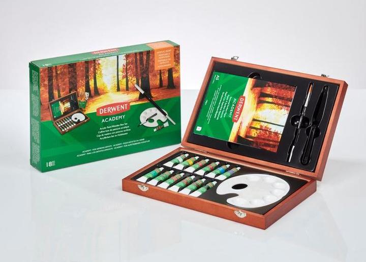 Immagine prodotto Derwent Pittura acrilica Scatola di legno acrilico multicolore (Multicolore, 12 ml)