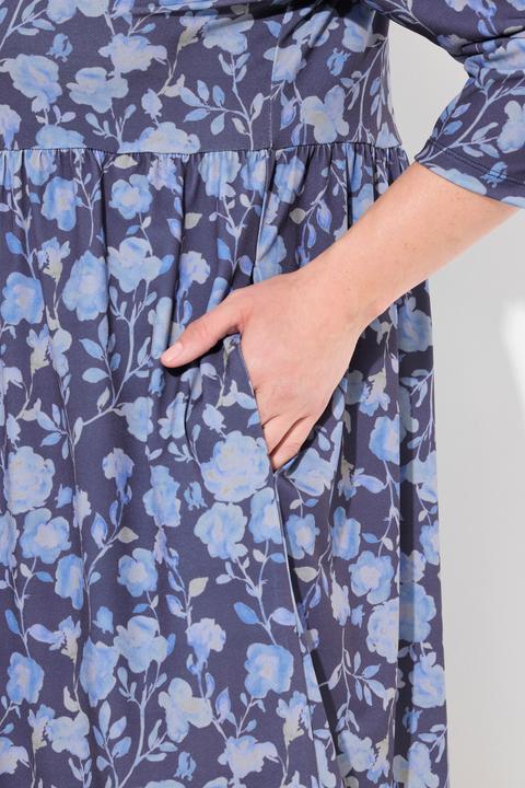 Produktbild Ulla Popken Jerseykleid, A-Linie, Blumenmuster (54)