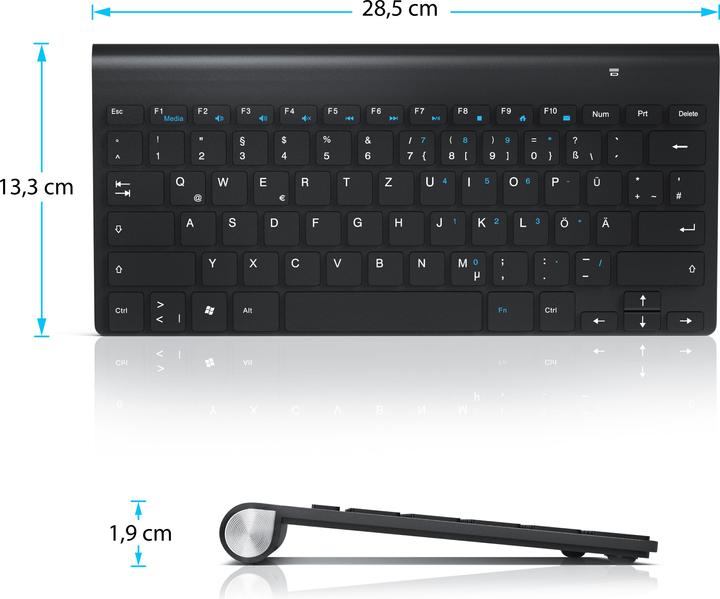 Produktbild Aplic Wireless Tastatur, kabelloses Slim Keyboard 2,4GHz, Windows Tastaturlayout, QWERTZ Layout (DE, Kabellos)