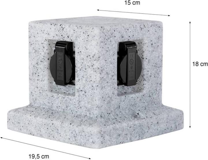 Actual product image Grafner Stone look socket column with 4 outdoor sockets garden socket energy column granite