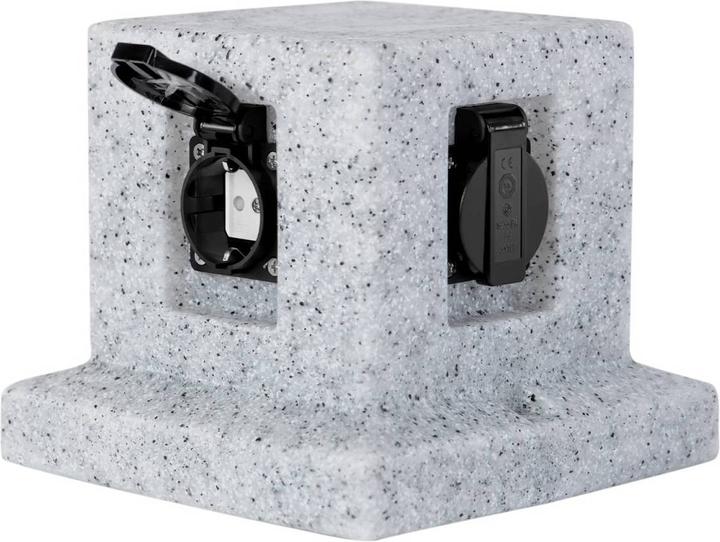 Actual product image Grafner Stone look socket column with 4 outdoor sockets garden socket energy column granite