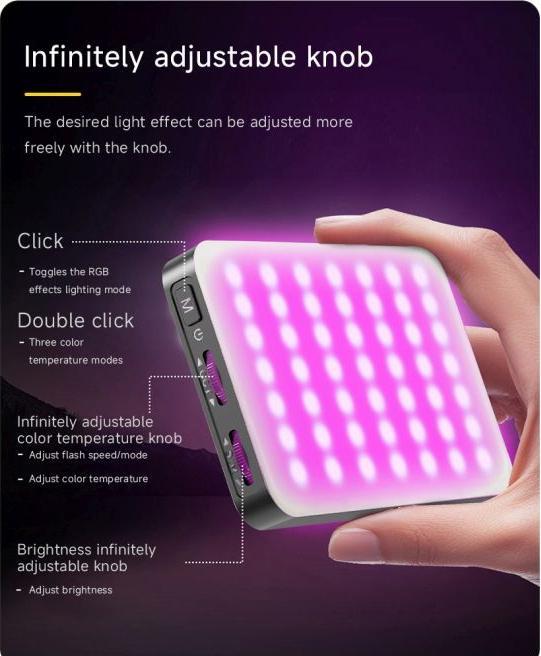 Actual product image Old Shark D10s Portables RGB LED Flash Licht mit 129 LEDs (Video light)