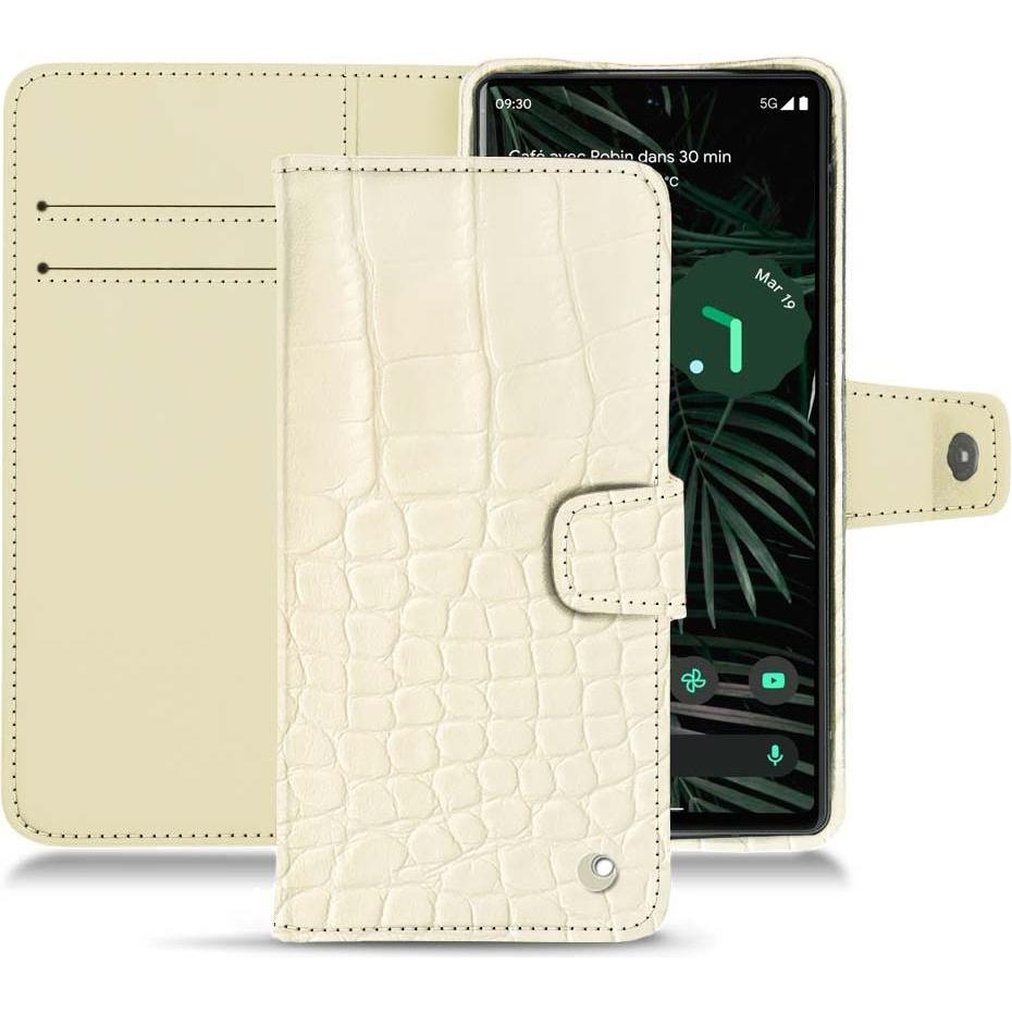 Noreve Lederschutzhülle Wallet (Google Pixel 6 Pro), Smartphone Hülle, Weiss