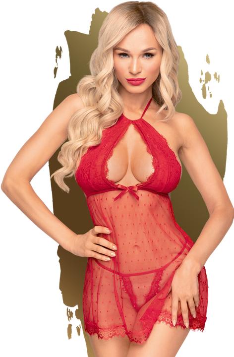 Produktbild Penthouse Lingerie Libido boost - Point d'esprit babydoll with eyelash trim inclu (M, L)