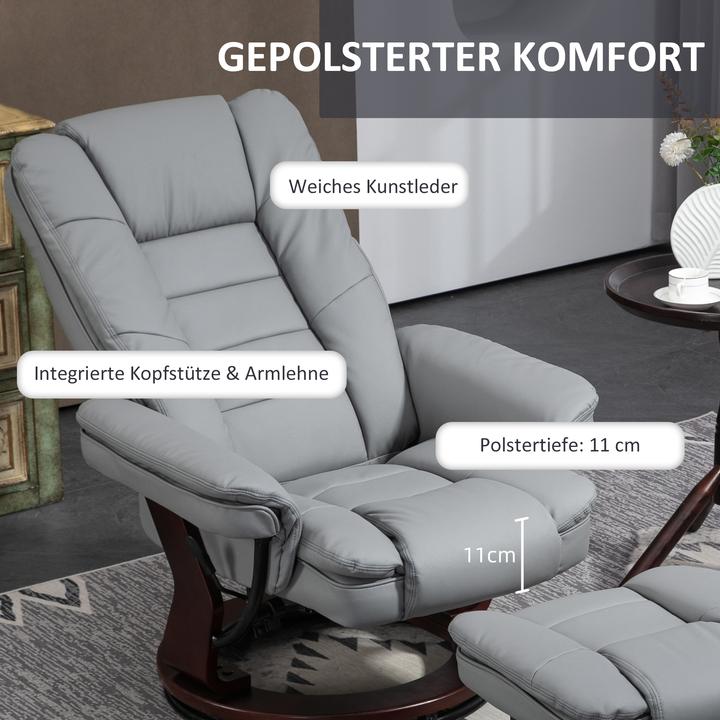 Actual product image Homcom Relaxsessel mit Hocker Kunstleder Grau