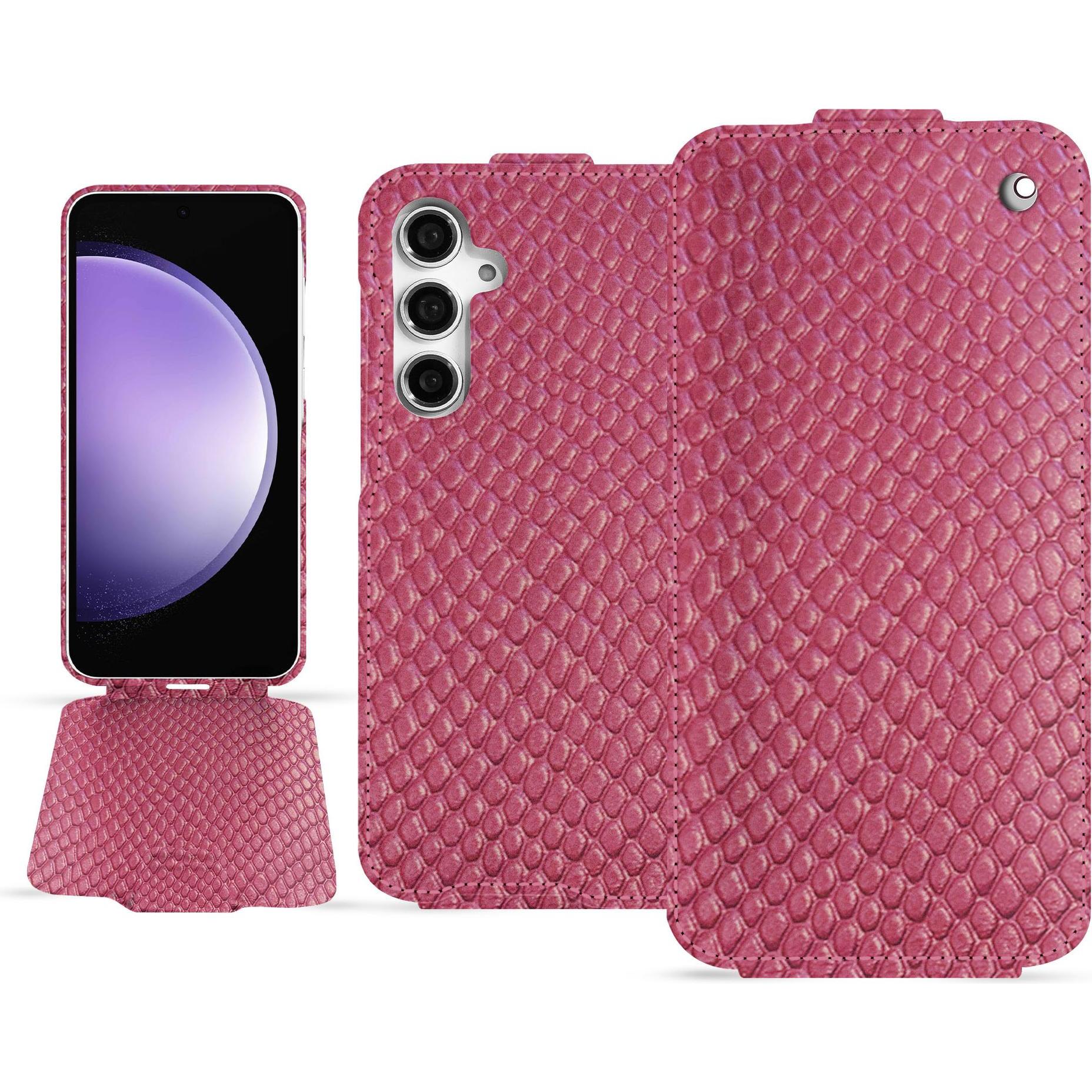 Noreve Lederschutzhülle vertikal (Samsung Galaxy S23 FE), Smartphone Hülle, Rosa
