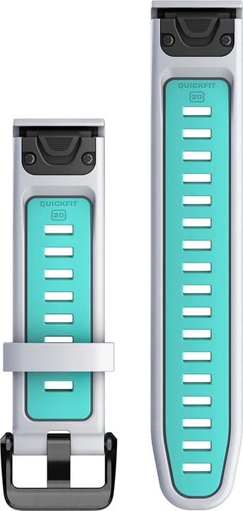 Immagine prodotto Garmin Braccialetto in silicone, Quickfit, 20 mm, bianco/acqua (20 mm, Materiale sintetico, QuickFit)