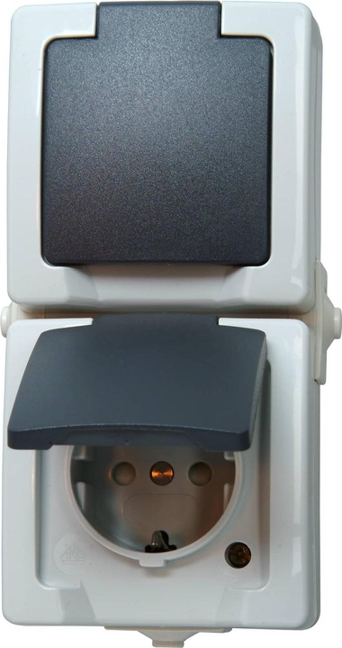 Actual product image Kopp Nautic surface-mounted damp-proof double socket outlet with hinged cover vertical