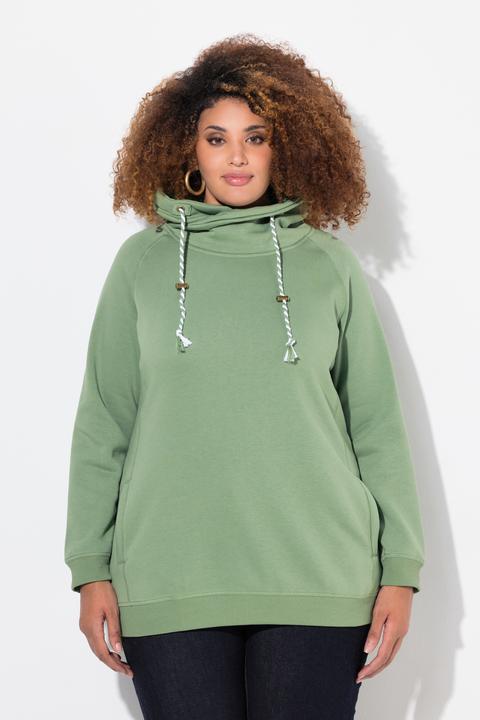 Actual product image Ulla Popken Drawstring Collar Long Sleeve Sweatshirt (42, 44)