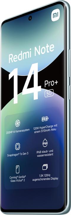 Produktbild Xiaomi Redmi Note 14 Pro+ (256 GB, Frost Blue, 6.67", Dual SIM, 5G)