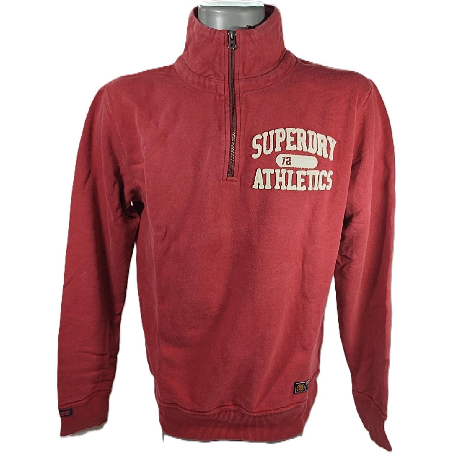 Superdry, Herren, Pullover, Vintage Athletic Sweatshirt mit halblangem Reissverschluss, Rot, (S)