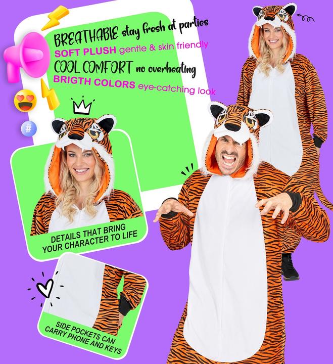 Produktbild Widmann Tiger Onesie Plüschkostüm (One Size)