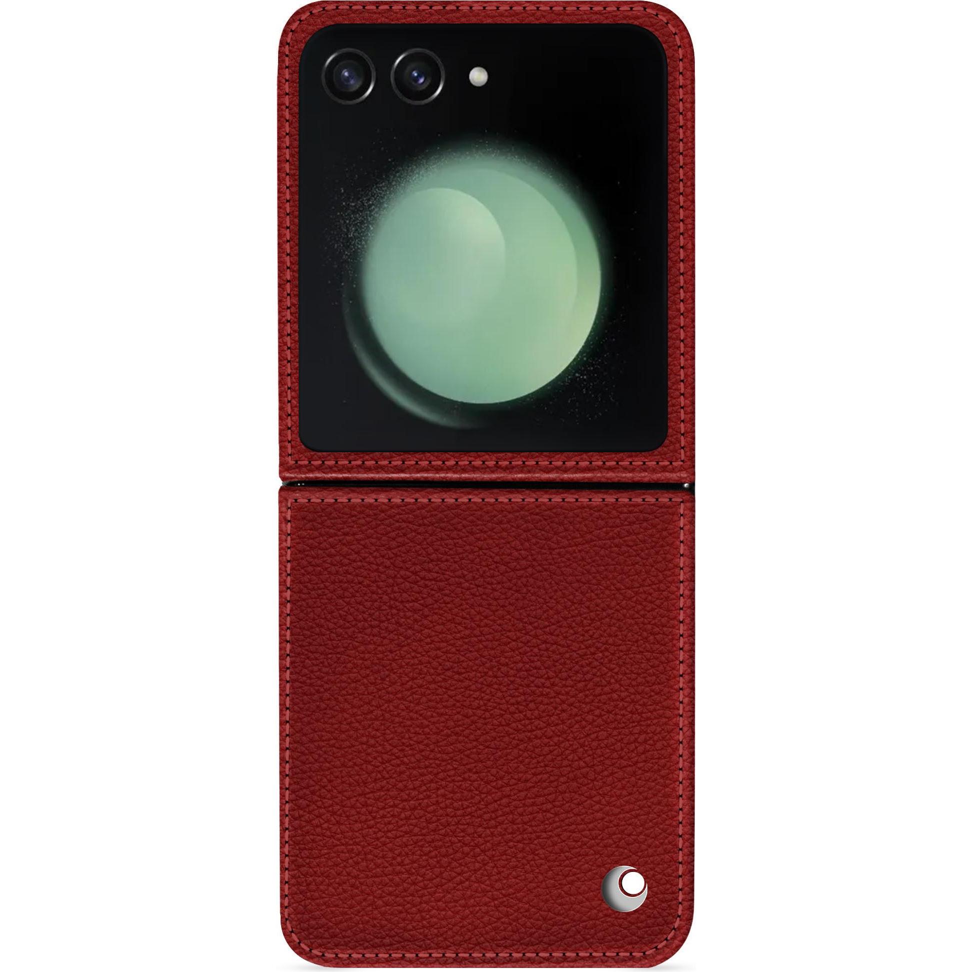 Noreve Lederschutzhülle Samsung Galaxy Z Flip5 (Samsung Galaxy Z Flip5), Smartphone Hülle, Rot