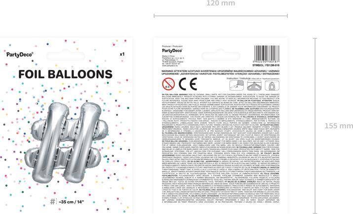 Produktbild Partydeco Ballon "Hashtag" in Silber (1 x)