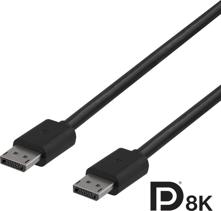 Produktbild Deltaco DisplayPort kabelis 8K, DP 1.4,, juodas / DP8K-1020-K / 00110015 (2 m)