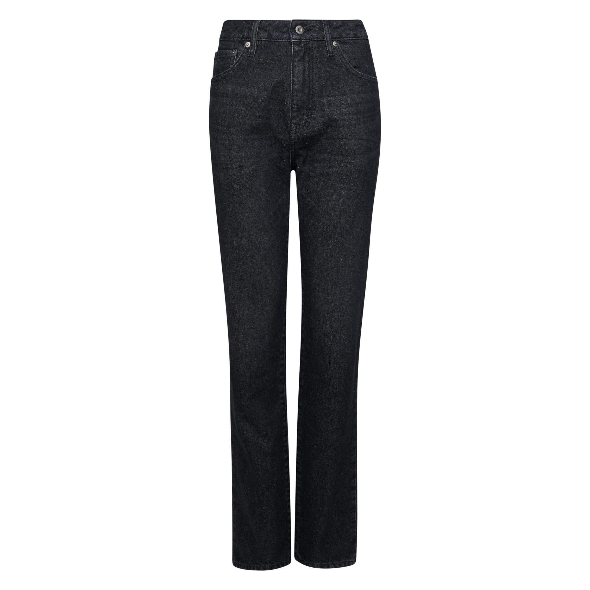 Superdry, Damen, Jeans, Gerade Jeans Aus Bio-Baumwolle Mit Hohem Bund, Schwarz, (W30/L32)