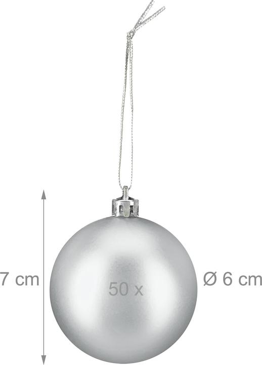 Immagine prodotto Relaxdays - Weihnachtskugeln 50er Set, Silber/ Silber (50-parte)
