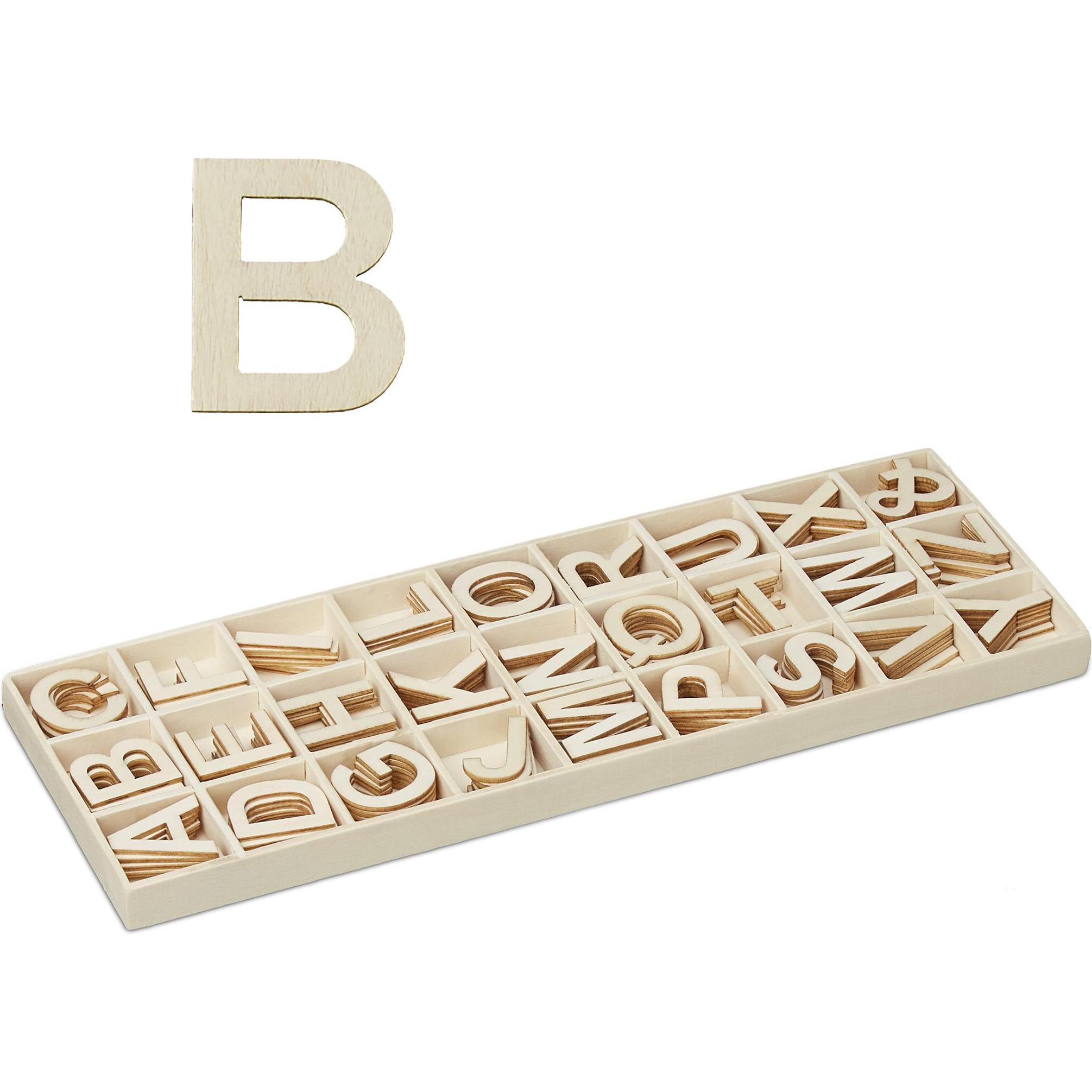 Thumbnail - Relaxdays, Holzbuchstaben + Stoffbuchstaben, Holzbuchstaben Set