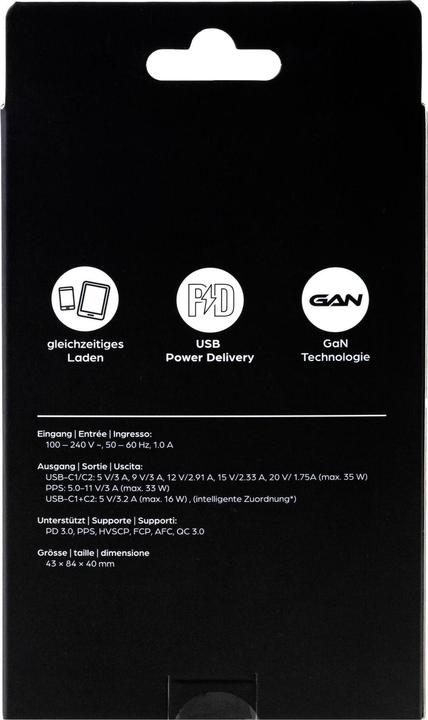 Produktbild Onit USB-Wandladegerät Dual 2C 35 W GaN Schwarz (35 W)