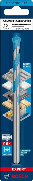 Immagine prodotto Bosch Professional Zubehör Trapano multi-costruzione EXPERT CYL-9, 10 x 90 x 150 mm (10 millimetri)