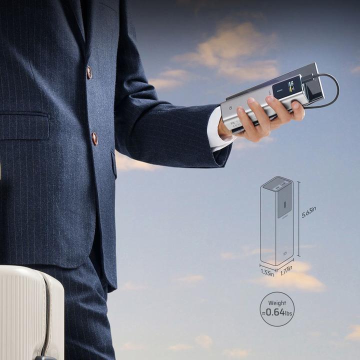 Actual product image Cuktech Other goods CUKP200NGLDG 55W 20000mAh Powerbank with Built-in USB-C Cable - Gray (20000 mAh, 55 W)