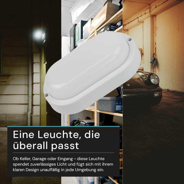 Actual product image Luxula LED-Kellerleuchte, 12W, EEK: F, 1080lm, CCT, IP54, weiss (1080 lm)